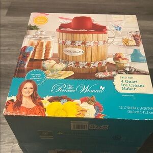 The Pioneer Woman Red and Wood Ice Cream Maker
